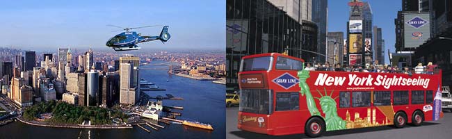 Excursions in New York by bus, boat, helicopter and other